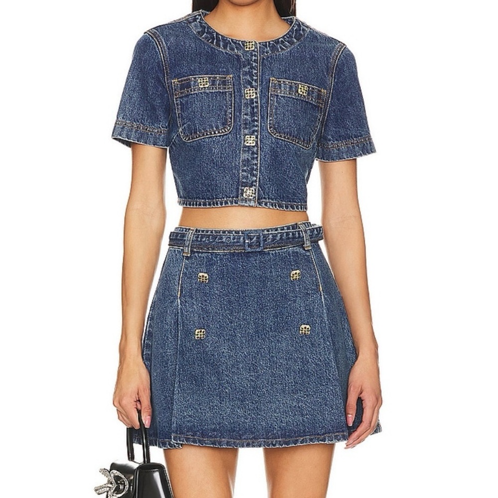 Self-Portrait Denim Mini Skirt